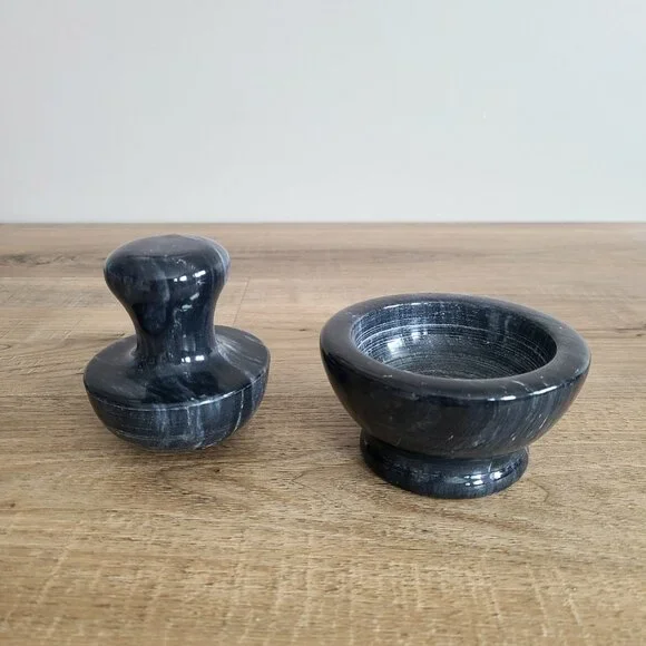 Black marble mortal & pestle. - Picture 4 of 5